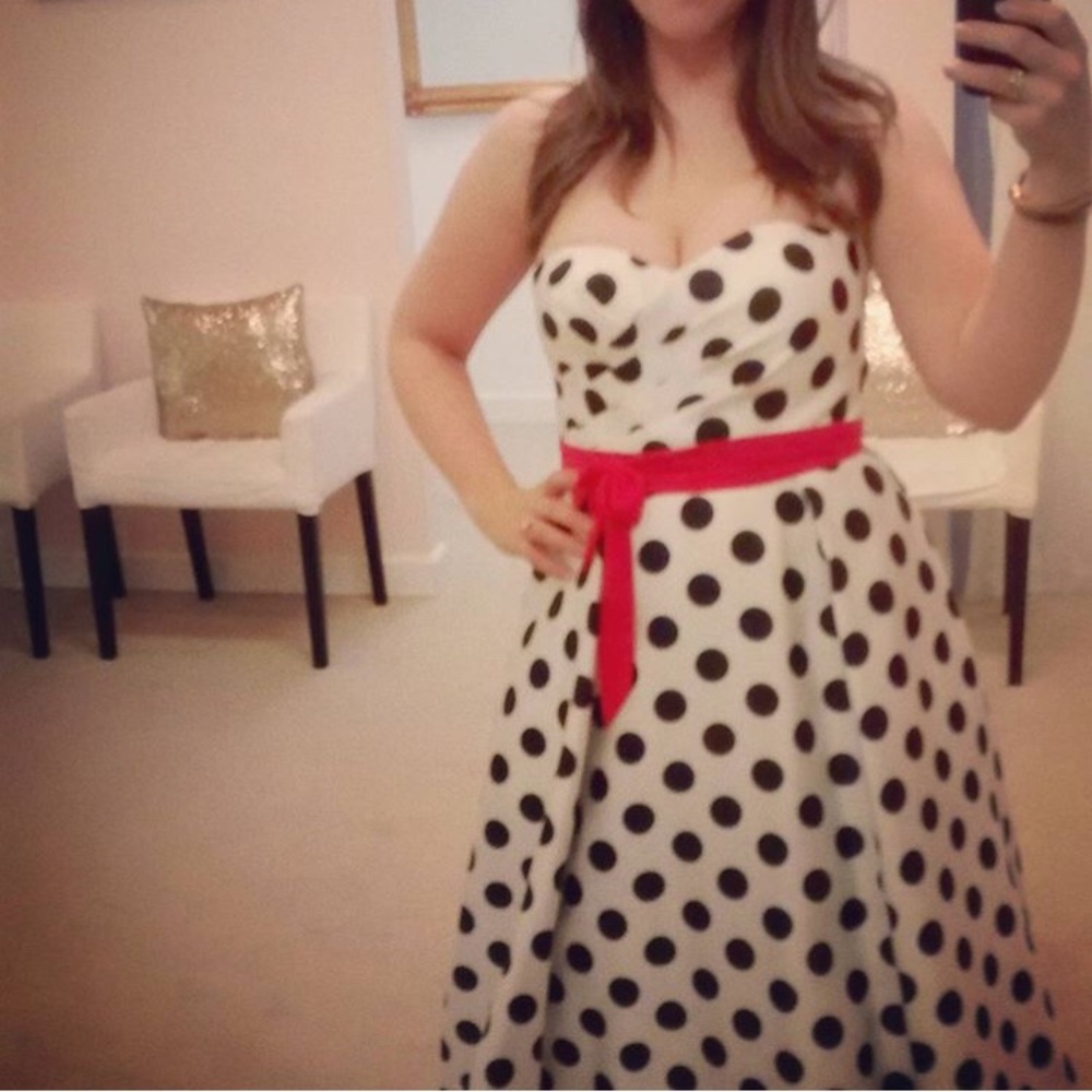 Adrianna Papell Strapless Polka Dot Dress